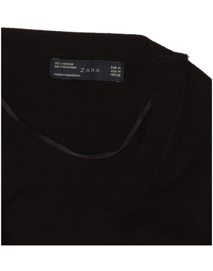 Zara - Cárdigan largo para mujer, talla 40, talla mediana, viscosa negra