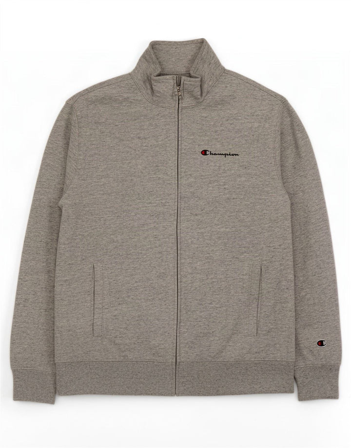 Champion Chaqueta de chándal para hombre de algodón moteado gris medio