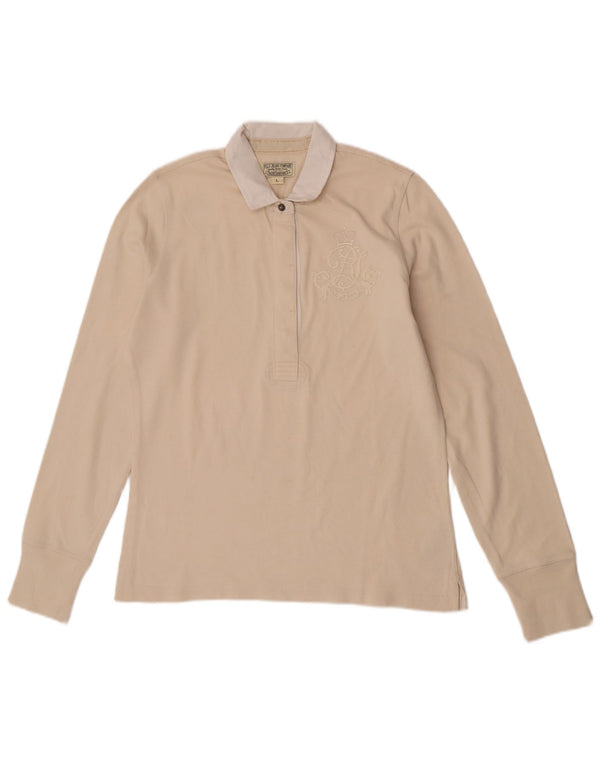 Ralph Lauren Polo de manga larga para mujer Reino Unido 14 grande de algodón blanco roto