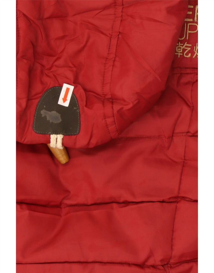 SUPERDRY Chaleco acolchado con capucha para mujer UK 10 Small Red Poliéster