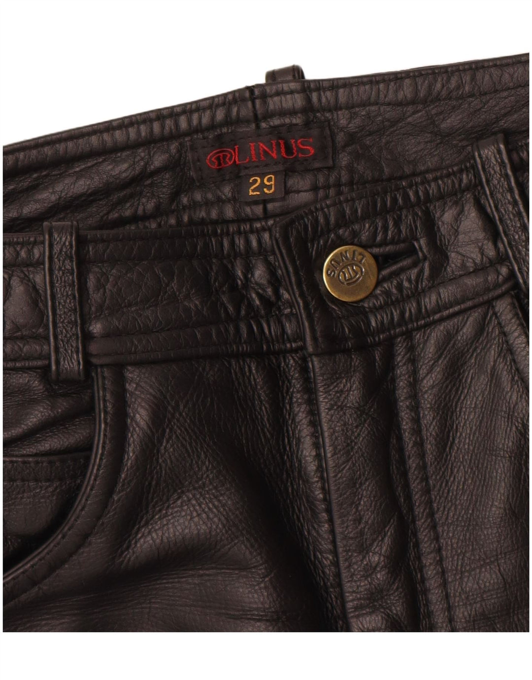 Pantalones Linus Mujer Slim De Cuero W29 L33 Cuero Negro