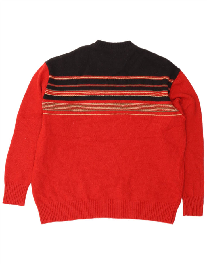 PAUL SMITH Jersey de cuello redondo para hombre XL Lana a rayas rojas
