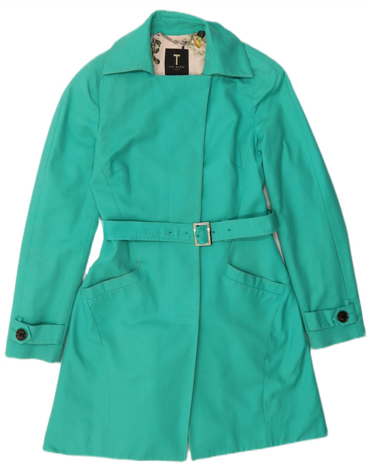 Ted Baker Gabardina para mujer talla 2 pequeña algodón verde