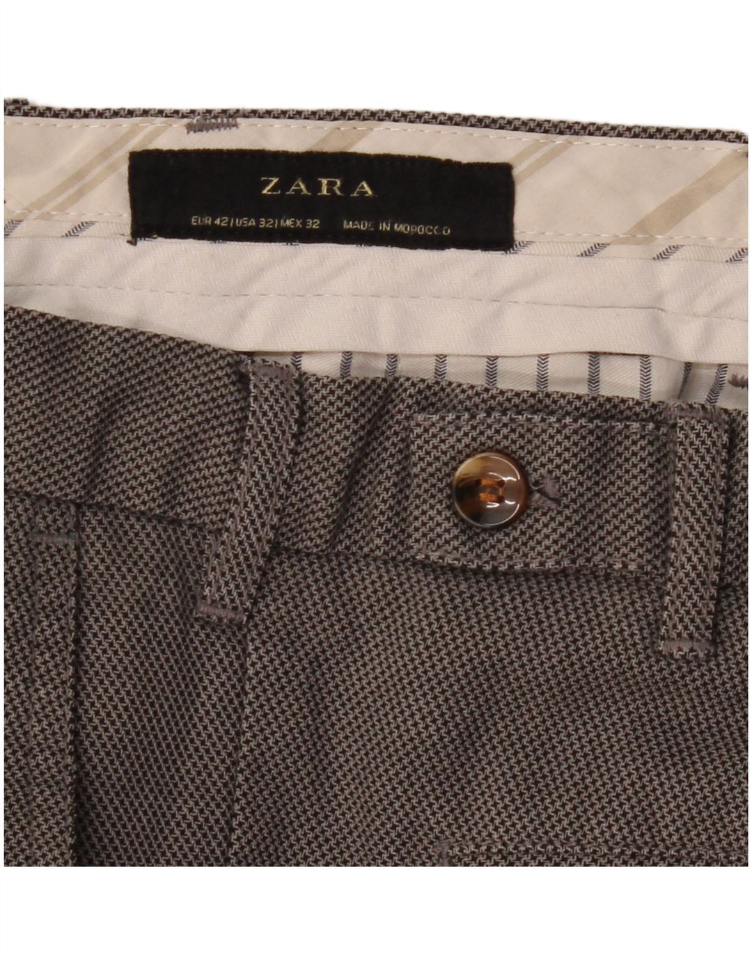 ZARA Pantalón de traje slim para hombre EU 42 Large W32 L28 Gris pata de gallo
