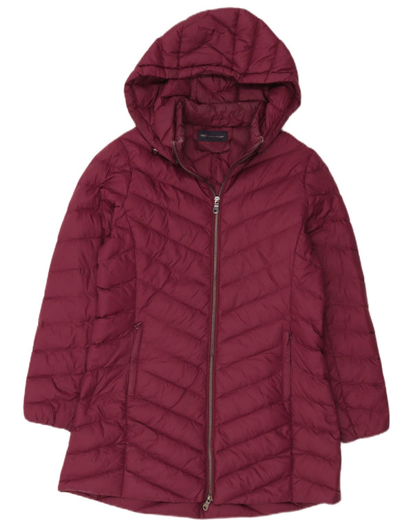 Marks & Spencer Abrigo acolchado con capucha para mujer UK 42 Medio Borgoña Poliamida
