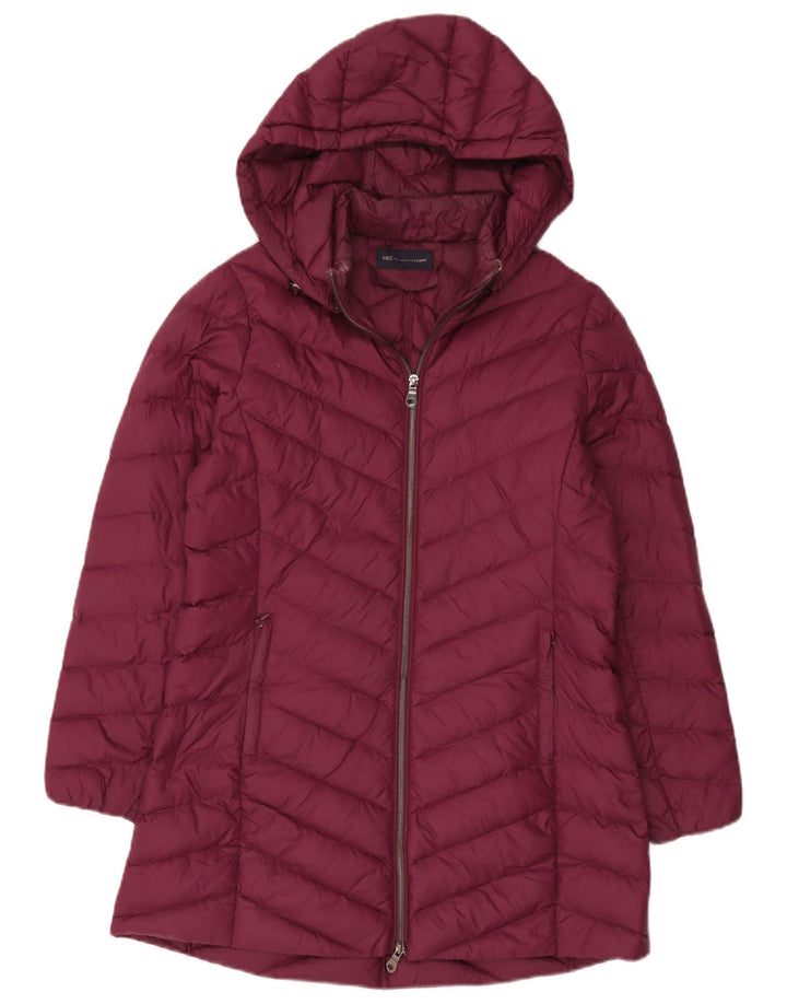 Marks & Spencer Abrigo acolchado con capucha para mujer UK 42 Medio Borgoña Poliamida