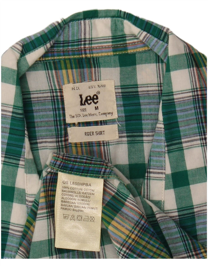 Lee Mens Rider Camisa De Manga Corta De Algodón A Cuadros Verde Medio