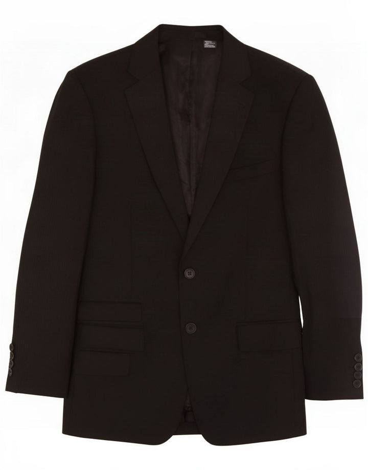Zara Chaqueta tipo blazer de 2 botones para hombre EU 46 Small Black Wool