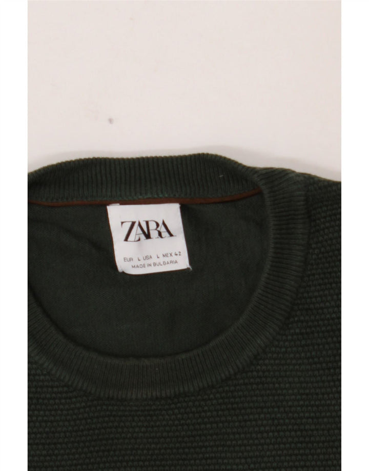 ZARA Hombre Jersey De Cuello Redondo Jersey Grande Verde