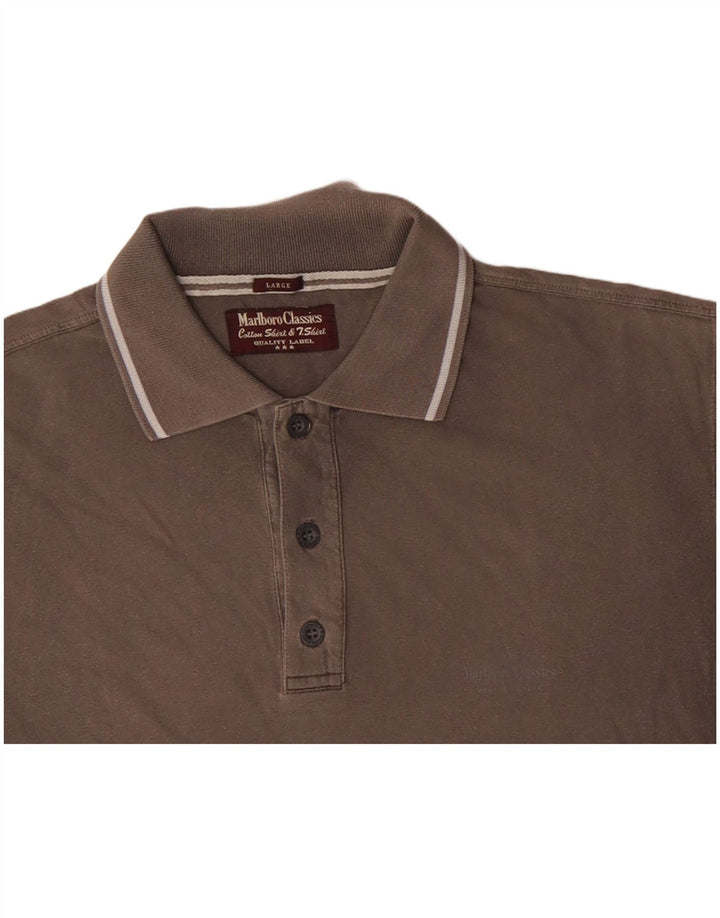MARLBORO CLASSICS Polo para hombre grande de algodón marrón