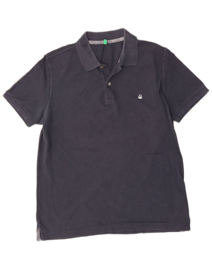 BENETTON Polo para hombre grande azul marino algodón