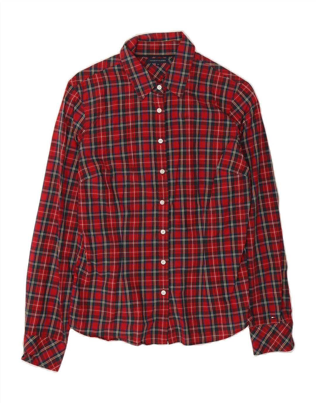 TOMMY HILFIGER Womens Shirt US 8 Medium Red Check Cotton Vintage Tommy Hilfiger and Second-Hand Tommy Hilfiger from Messina Hembry 