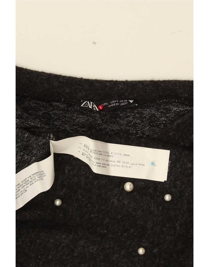 Zara Mujer Top Manga 3/4 UK 46 Grande Poliéster Gris