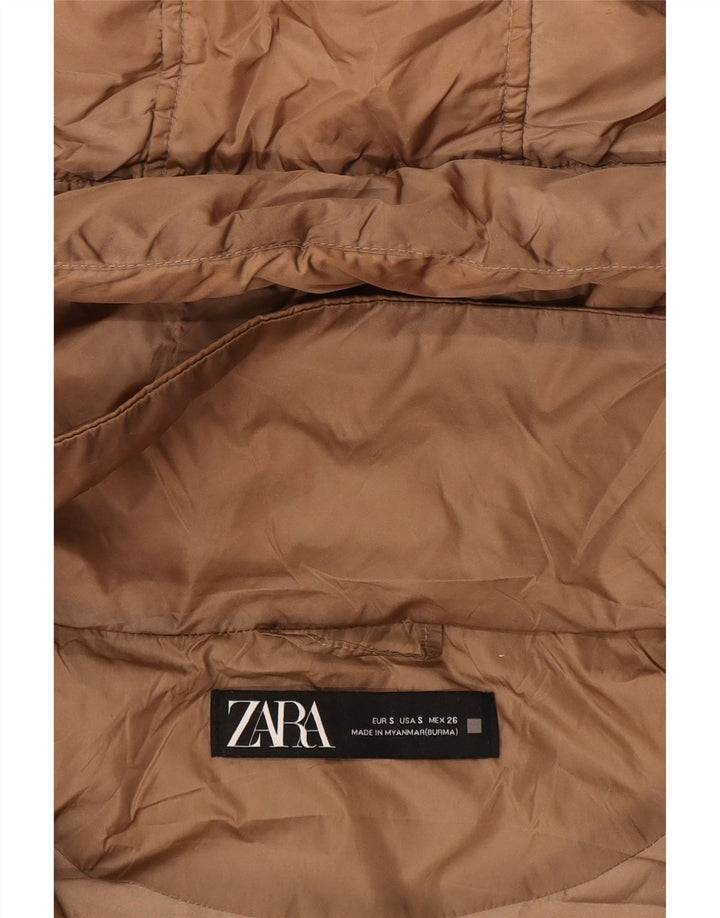 Zara Mujer Abrigo Acolchado Extragrande Con Capucha UK 10 Small Beige