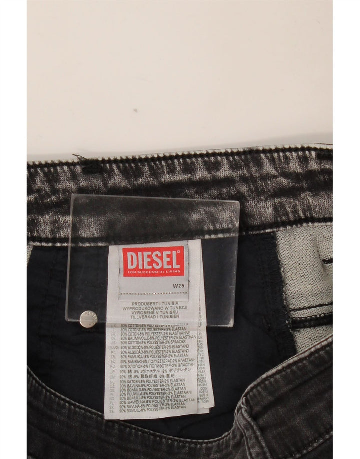 DIESEL Vaqueros Crop Tapered Mujer W25 L24 Algodón Gris