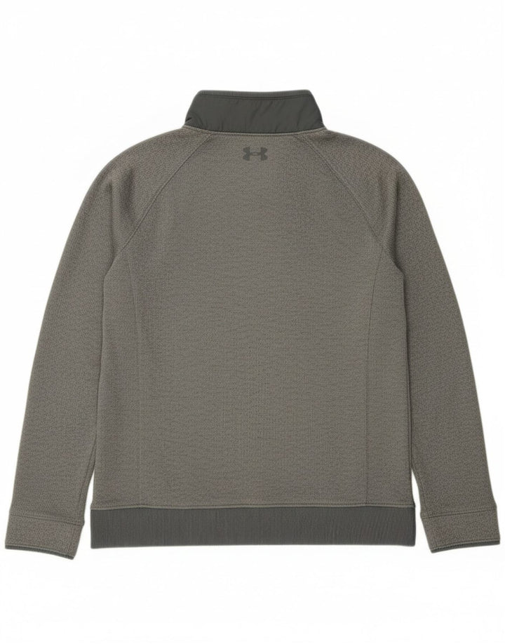 Under Armour Sudadera con cuello con botones para niños de 11 a 12 años, talla grande, gris