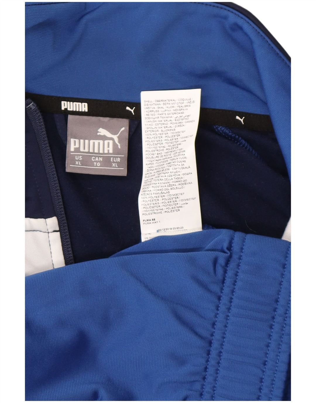 PUMA Chaqueta de chándal para hombre XL Azul Colorblock Poliéster