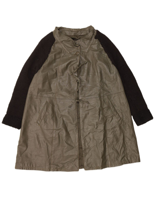 Abrigo de cuero vintage de gran tamaño para mujer IT 40 Cuero color block verde pequeño