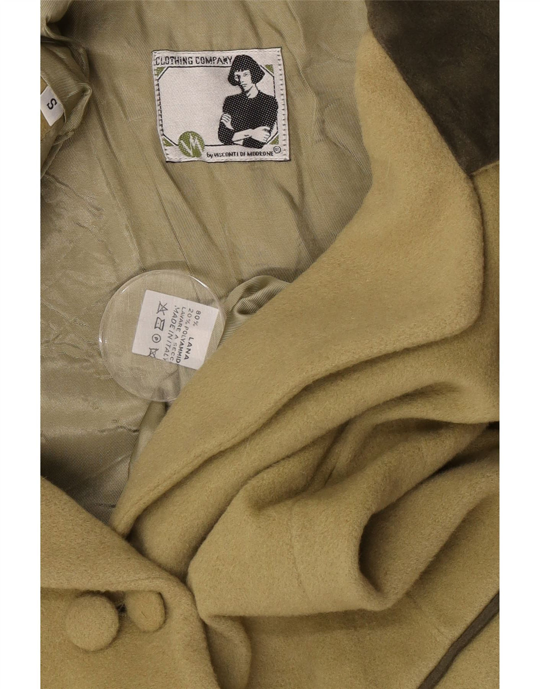 Vintage mujer doble pecho Blazer chaqueta Reino Unido 10 pequeña lana caqui