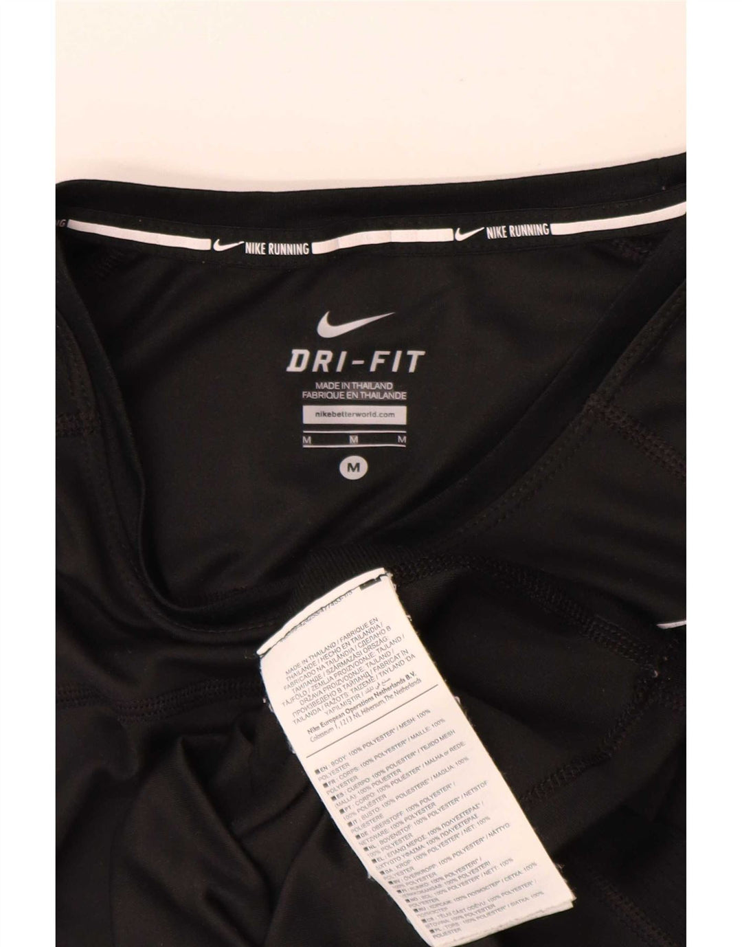 Nike Mujer Dri Fit Camiseta Top UK 12 Mediano Negro Poliéster