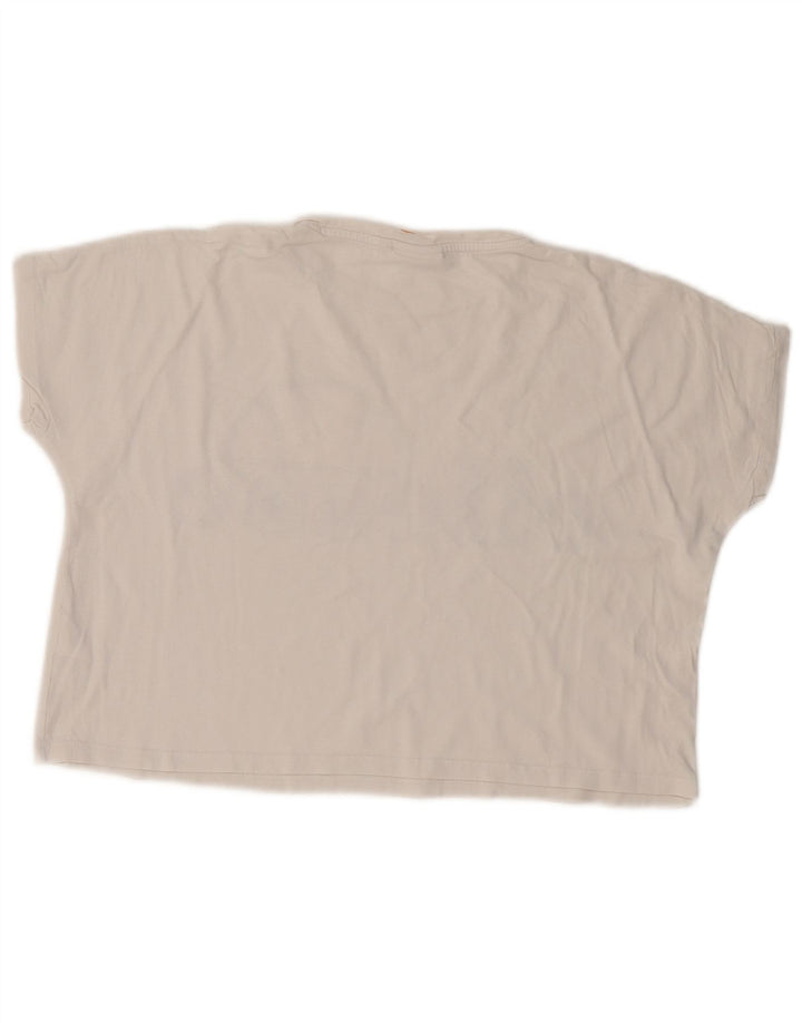 ELLESSE Mujer Heritage Camiseta Corta De Gran Tamaño con Gráfico Top UK 6 XS Blanco