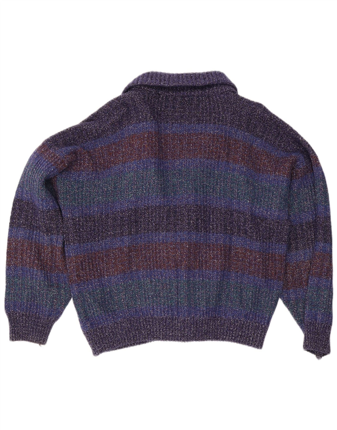 Vintage hombres Cardigan suéter IT 52 gran lana moteada multicolor