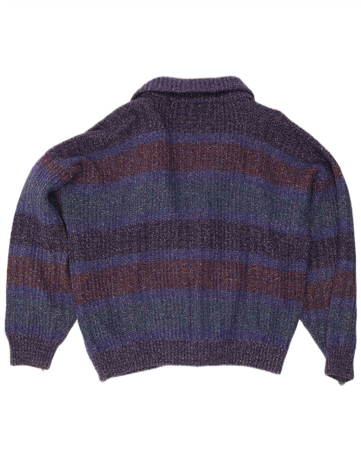 Vintage hombres Cardigan suéter IT 52 gran lana moteada multicolor