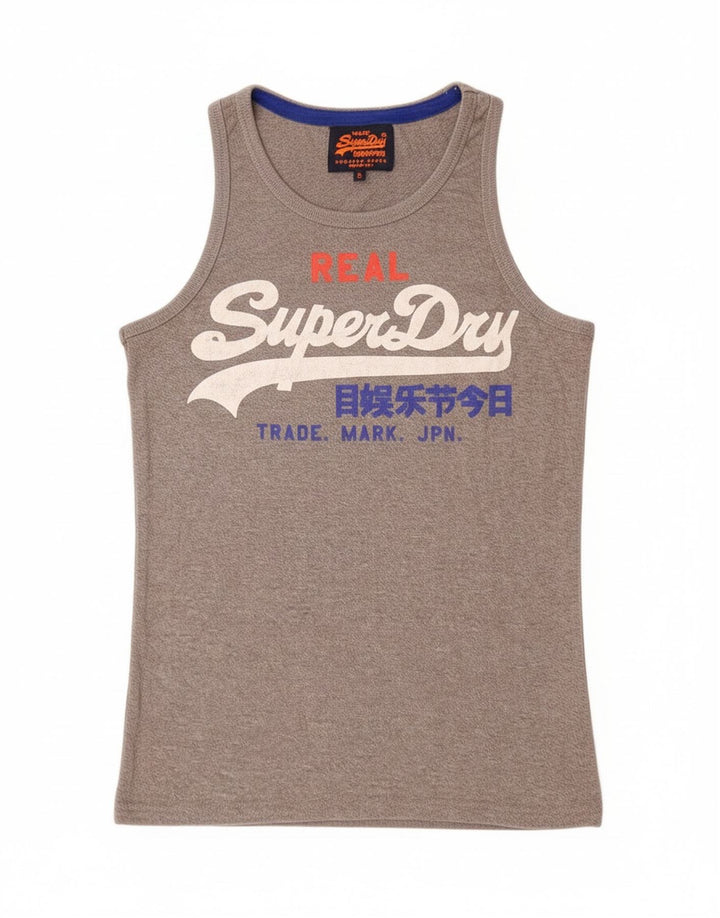 Superdry Hombre Camiseta Sin Mangas Con Estampado De Algodón Con Motivos Grises Pequeños