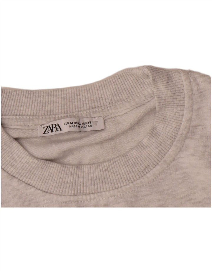 Zara Mujer Crop Sudadera De Gran Tamaño Jersey UK 44 Gris Medio