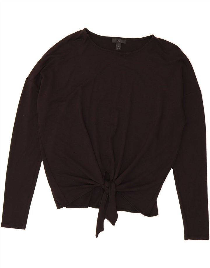 J. CREW Womens Long Sleeve Front Tie Blouse Top UK 14 Medium Black Viscose Vintage J. Crew and Second-Hand J. Crew from Messina Hembry 