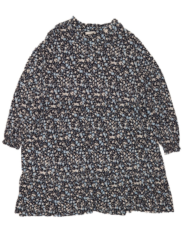 Tchibo Vestido acampanado de manga larga para mujer EU 48/50 2XL Azul marino Floral