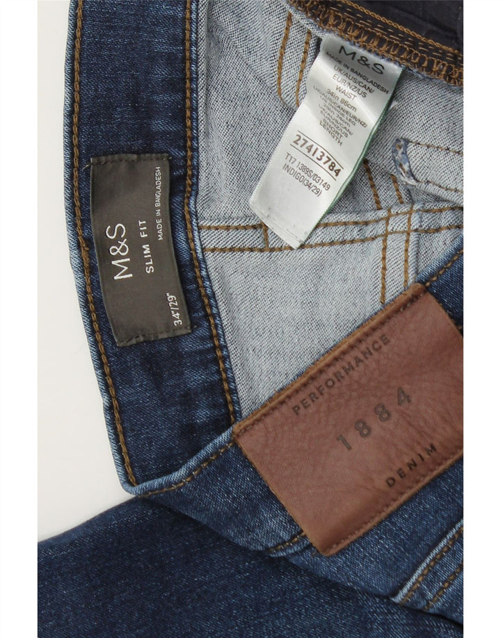Marks & Spencer Jeans ajustados para hombre W34 L29 Algodón azul