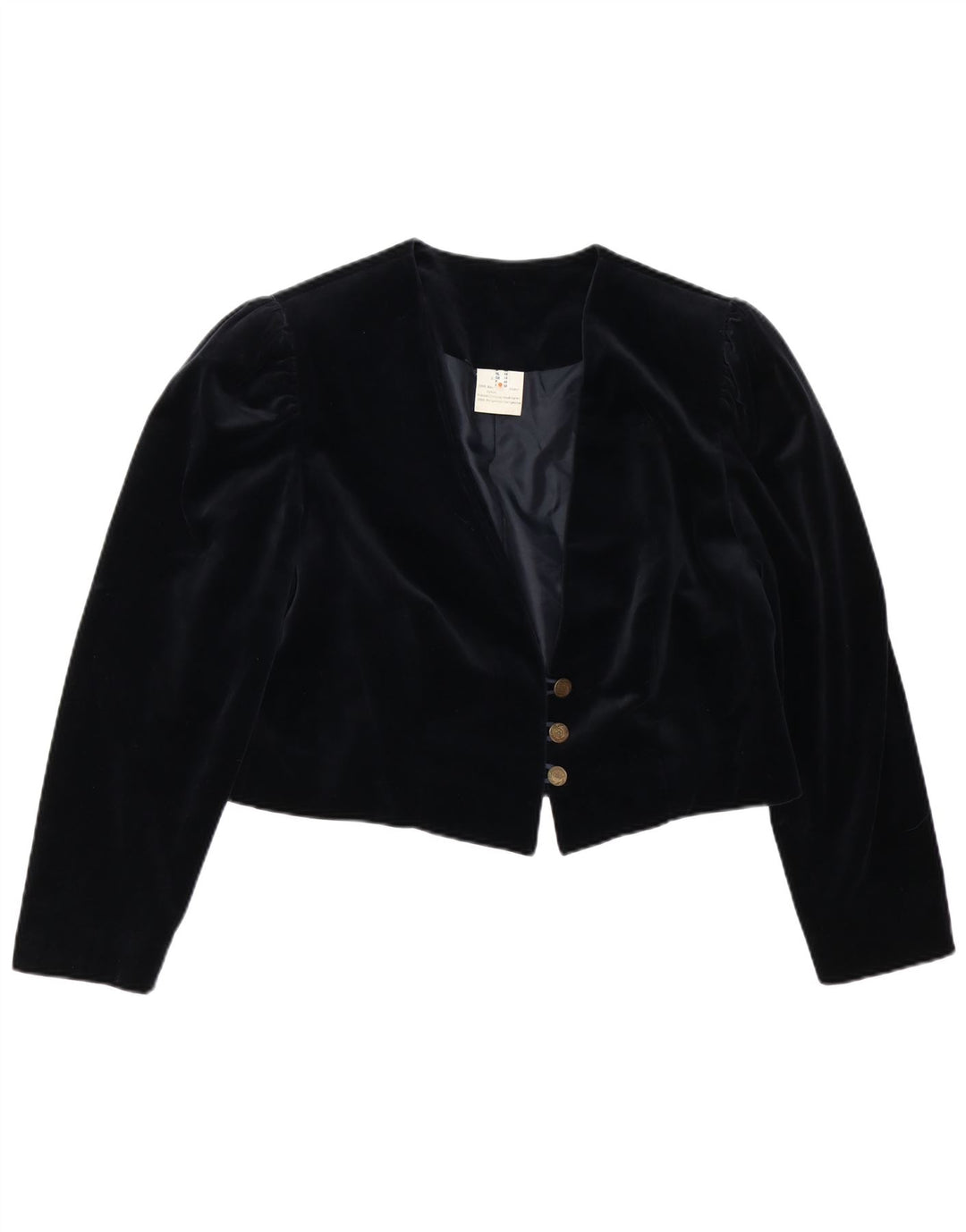 VINTAGE Chaqueta Blazer de Terciopelo de 3 Botones para Mujer Reino Unido 18 XL Algodón Negro