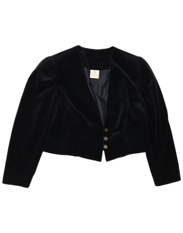 VINTAGE Chaqueta Blazer de Terciopelo de 3 Botones para Mujer Reino Unido 18 XL Algodón Negro