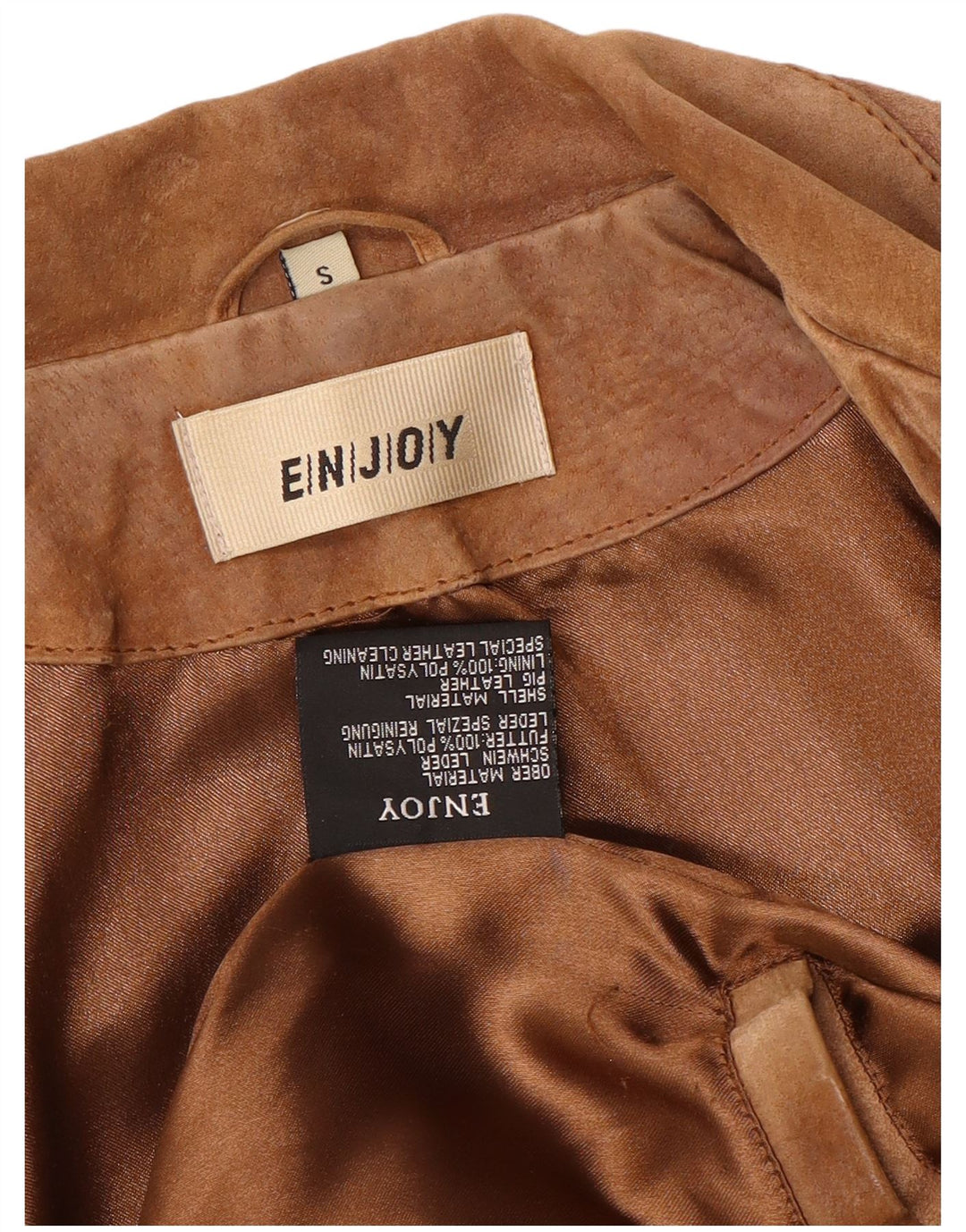 ENJOY Chaqueta de ante para mujer UK 10 Small Brown Leather