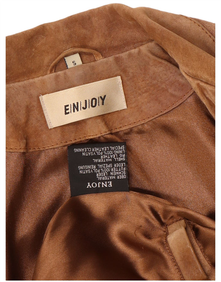 ENJOY Chaqueta de ante para mujer UK 10 Small Brown Leather