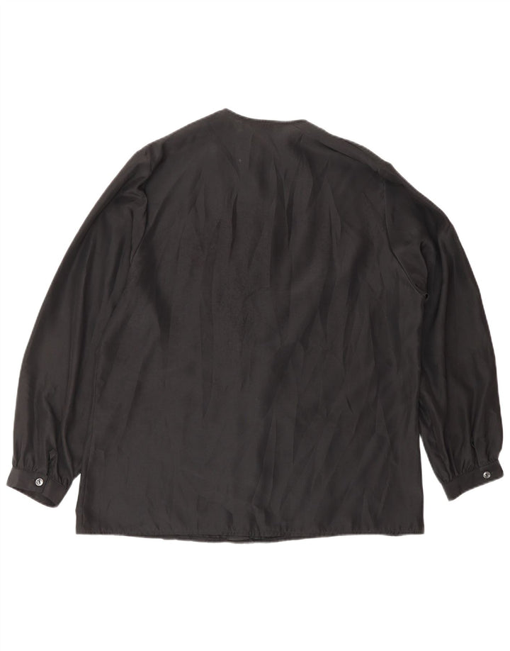 VINTAGE Blusa camisa mujer IT 46 Poliéster negro grande