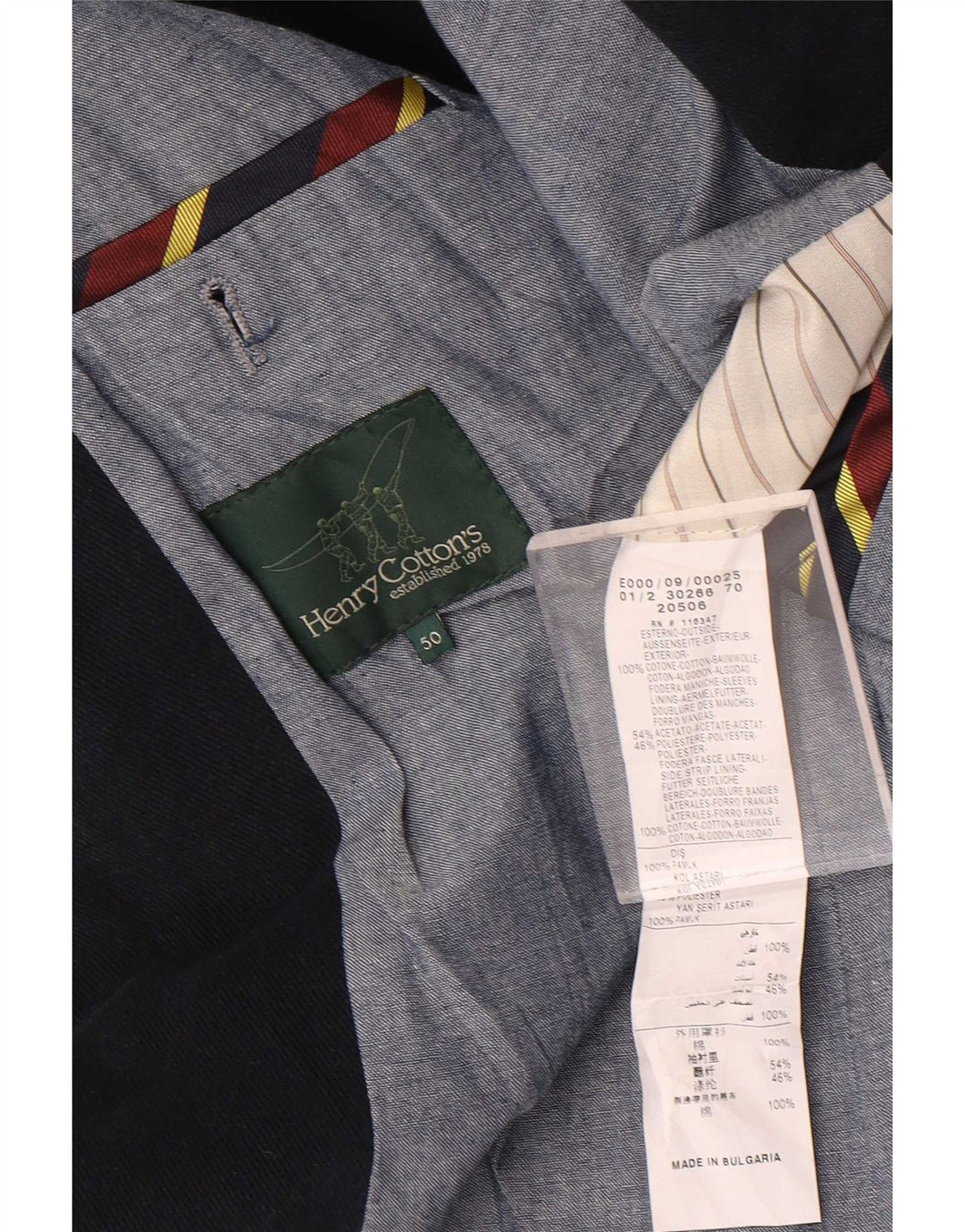 Henry Cottons Chaqueta tipo blazer de 2 botones para hombre IT 50 Grande Algodón azul marino