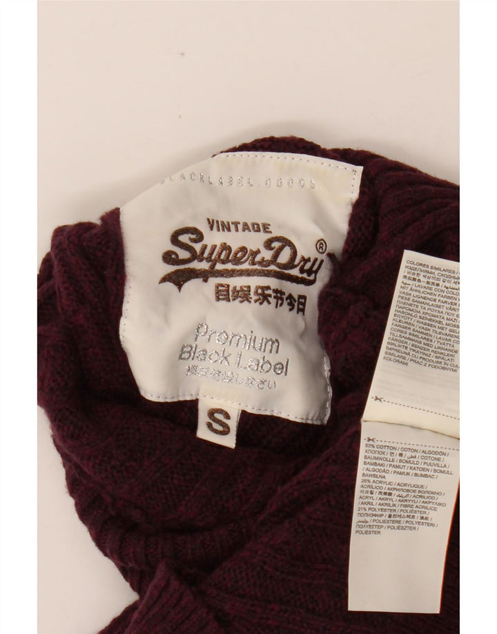 SUPERDRY Suéter tipo jersey con cuello vuelto para mujer UK 10 Small Borgoña Algodón