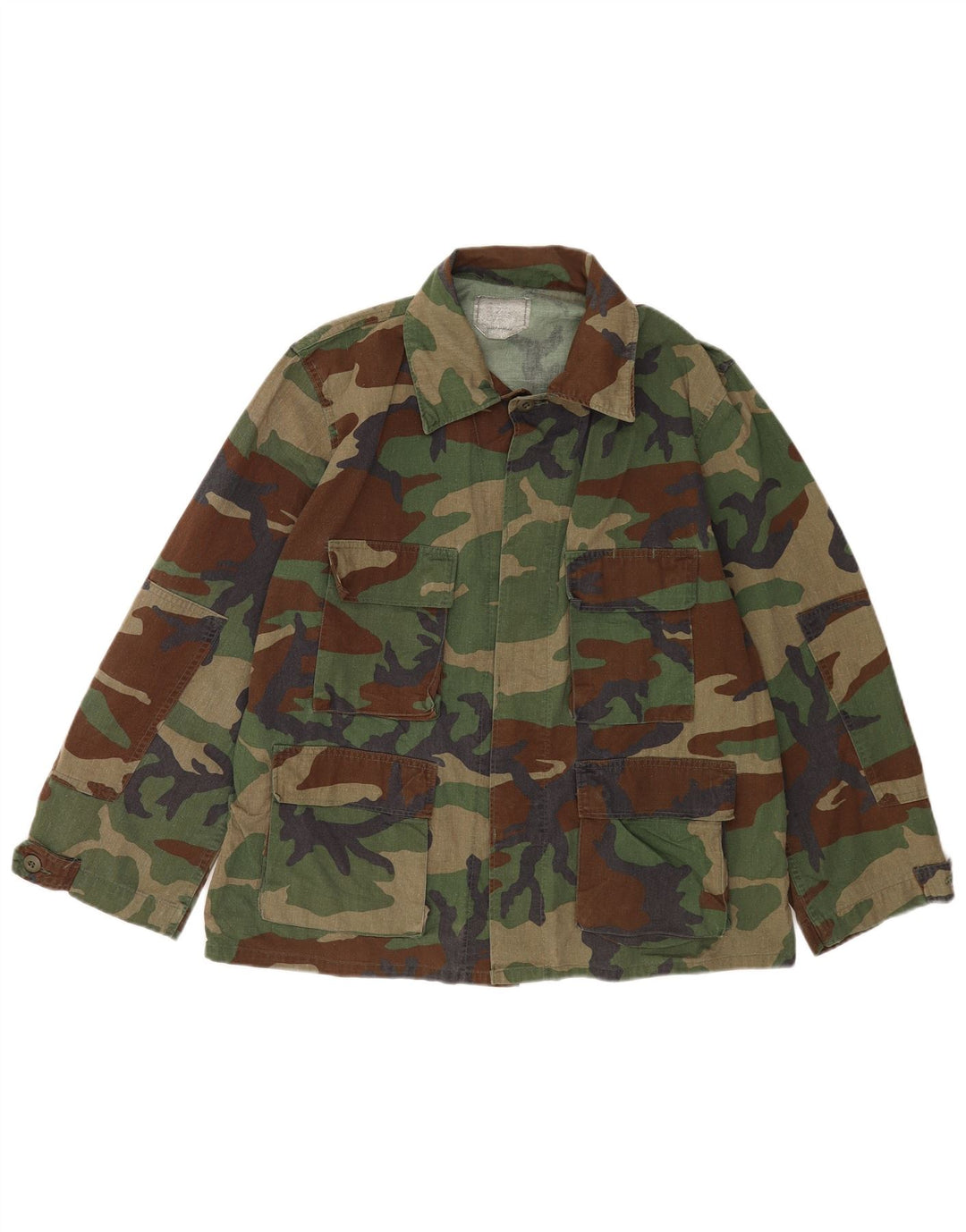 Camisa militar vintage para hombre camuflaje caqui medio