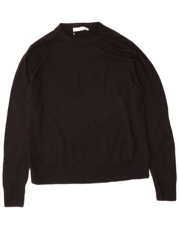 Marks & Spencer - Jersey de cuello redondo para mujer, talla 40, talla grande, lana negra