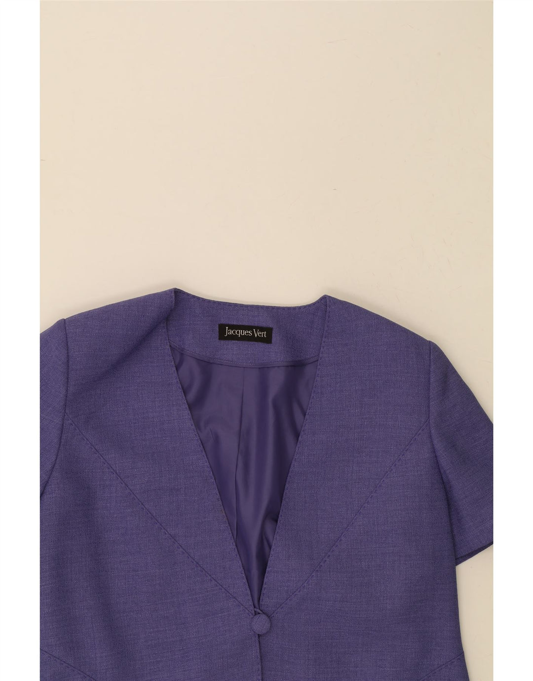JACQUES VERT Womens 1 Button Short Sleeve Blazer Jacket UK 14 Large Purple Vintage Jacques Vert and Second-Hand Jacques Vert from Messina Hembry 