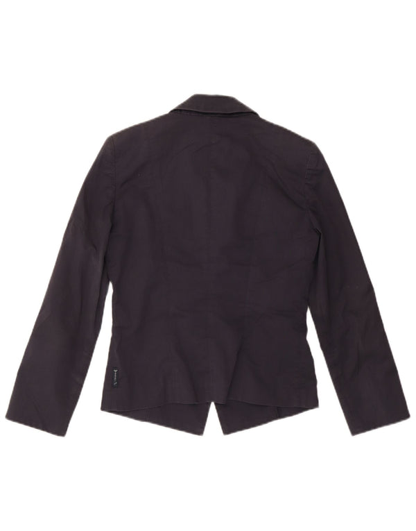 ARMANI Chaqueta tipo blazer corta con 2 botones para mujer US 4 Small Azul marino Algodón