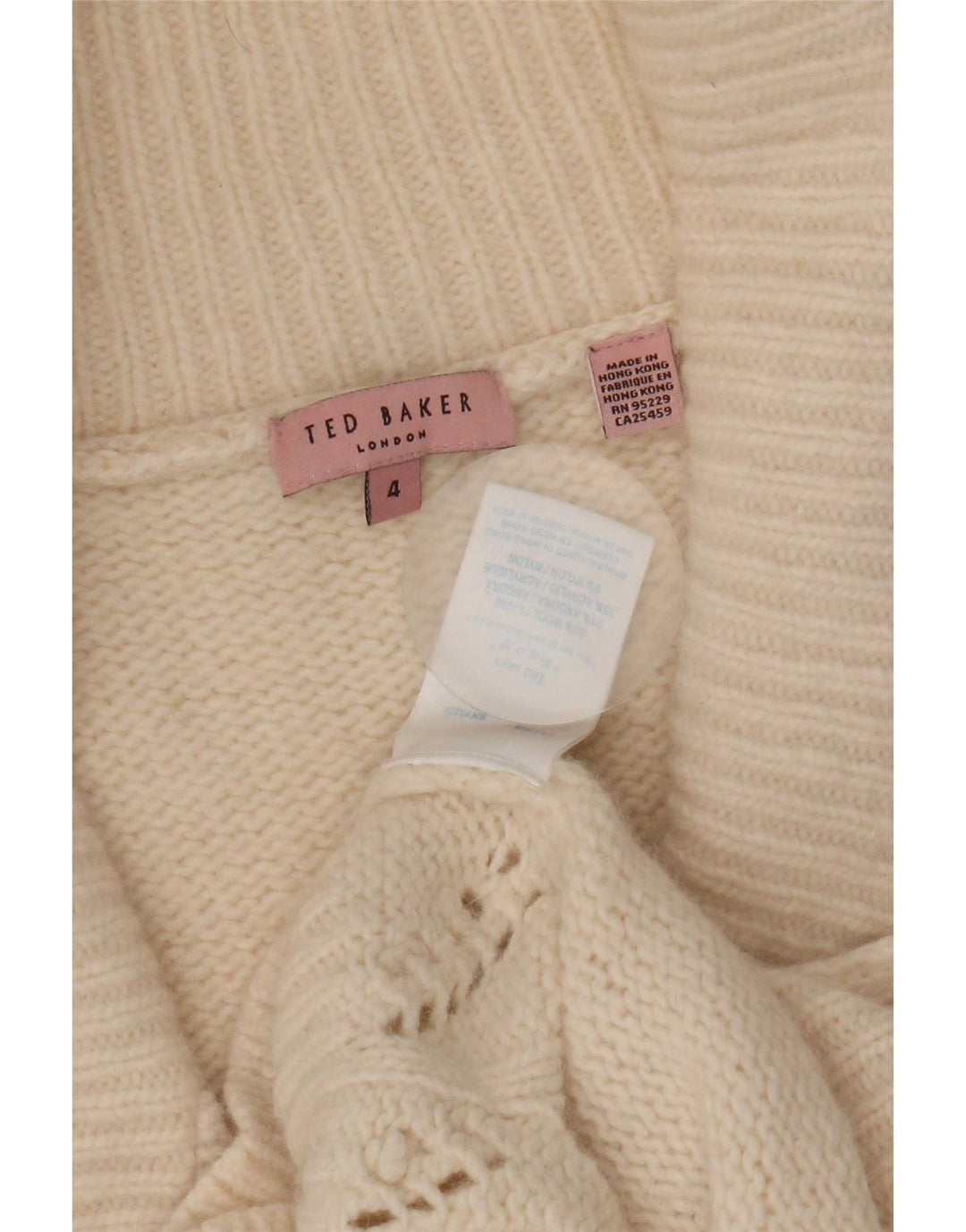 Ted Baker - Cárdigan cruzado para mujer, talla 4, lana beige grande