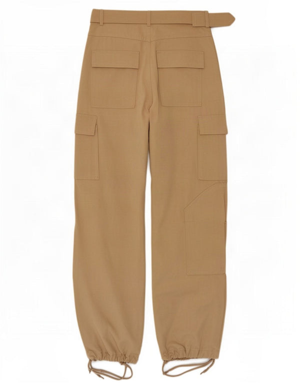 Zara Mujer Pantalones Cargo Joggers De Cintura Alta Pequeño W26 L30 Algodón Beige