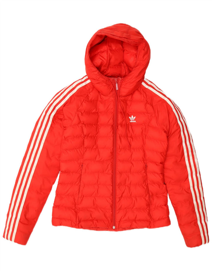 Adidas Chaqueta acolchada con capucha para mujer UK 8 Small Naranja Nylon