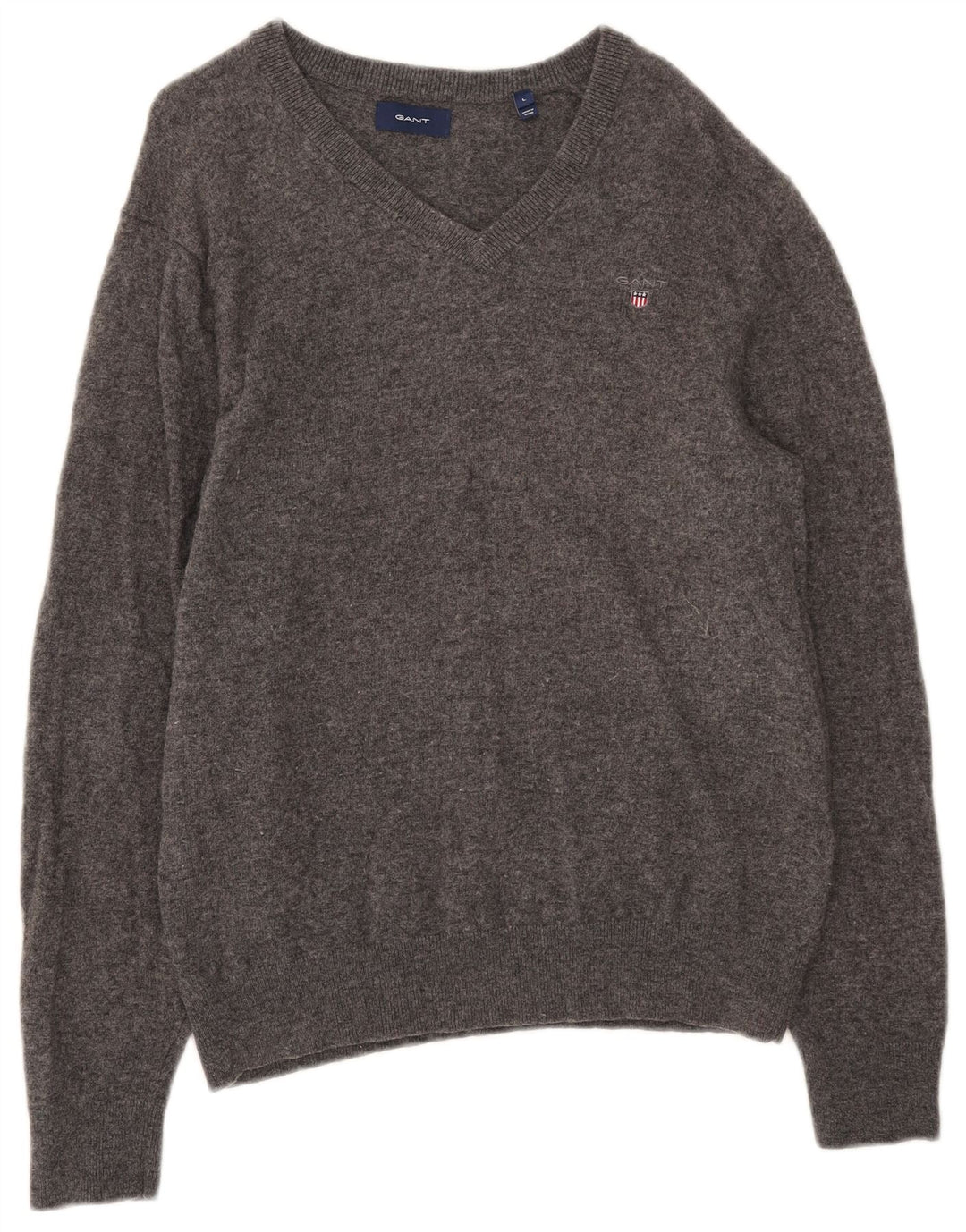 Gant Jersey con cuello en V para mujer UK 46 Large Grey Wool