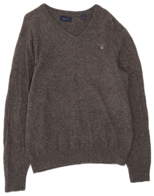 Gant Jersey con cuello en V para mujer UK 46 Large Grey Wool