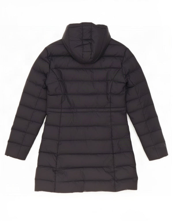 Benetton Mujer Abrigo Acolchado Con Capucha IT 44 Medium Negro Poliéster