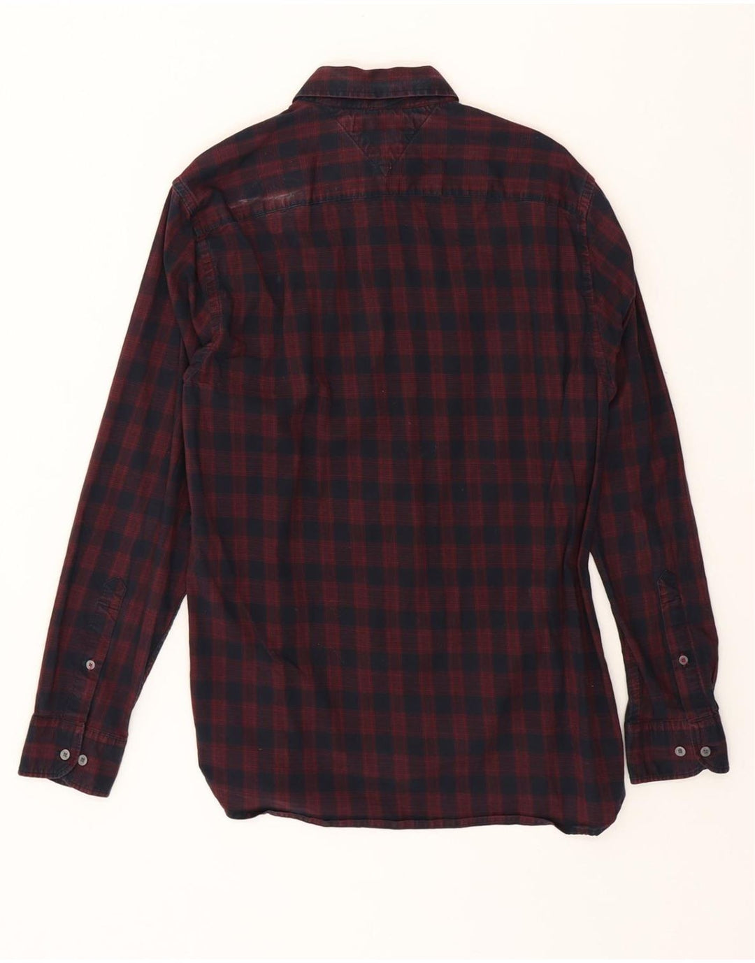 TOMMY HILFIGER Mens Regular Fit Shirt Medium Navy Blue Check Cotton Vintage Tommy Hilfiger and Second-Hand Tommy Hilfiger from Messina Hembry 